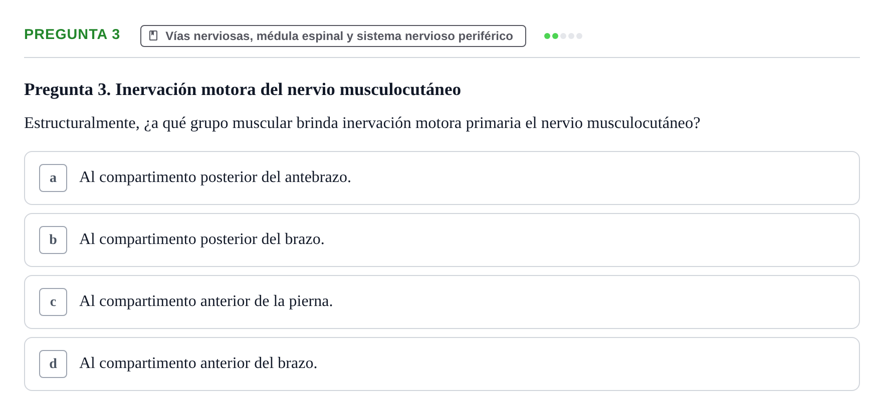 Enunciado: Pregunta 3 · Anatomía Humana UB Juny 2020