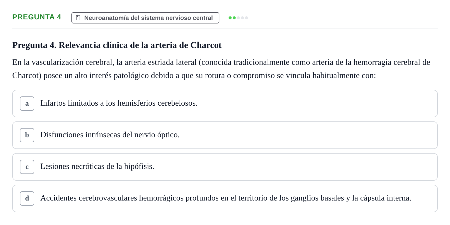 Enunciado: Pregunta 4 · Anatomía Humana UB Juny 2020