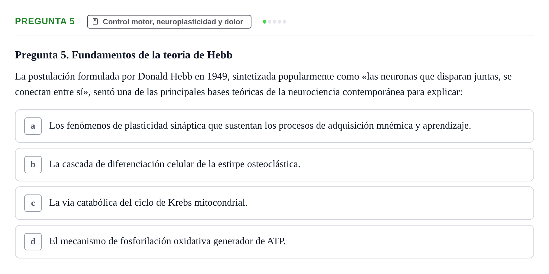 Enunciado: Pregunta 5 · Anatomía Humana UB Juny 2020