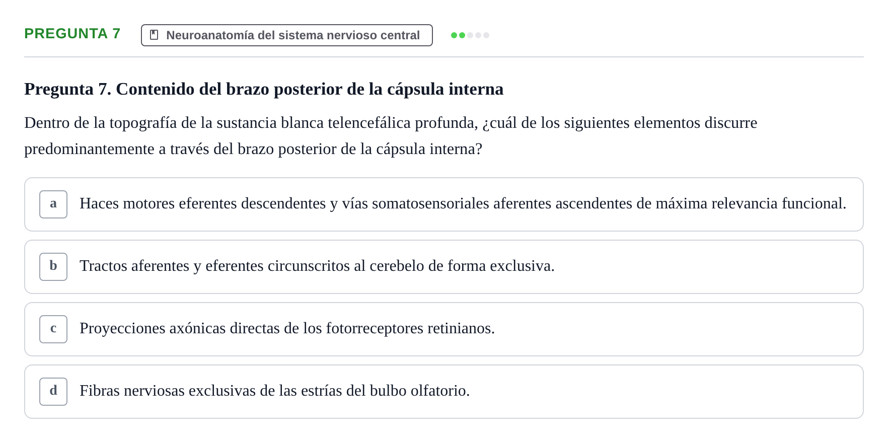 Enunciado: Pregunta 7 · Anatomía Humana UB Juny 2020