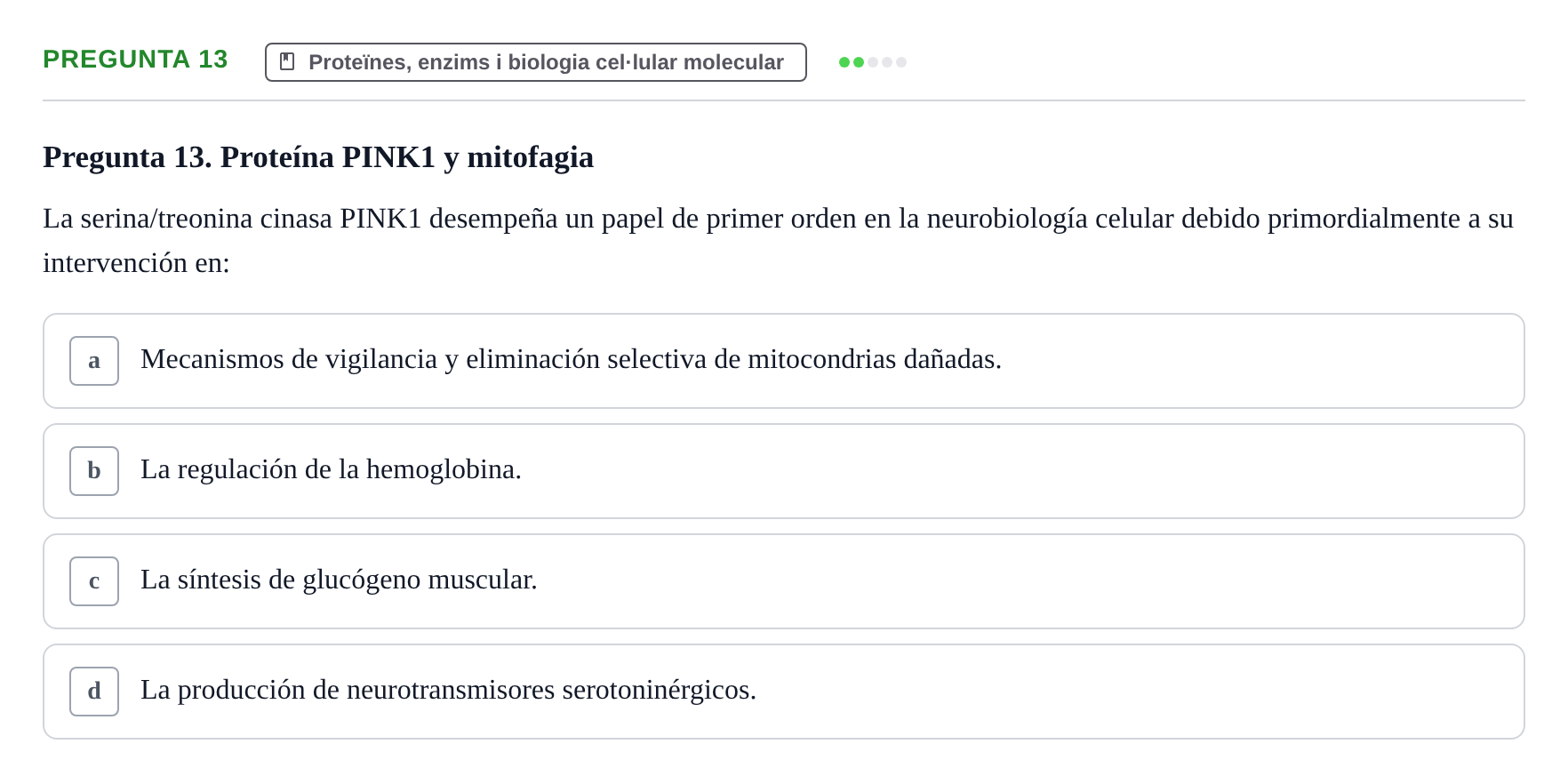 Enunciado: Pregunta 13 · bioquímica i nutrició UB Juny 2022