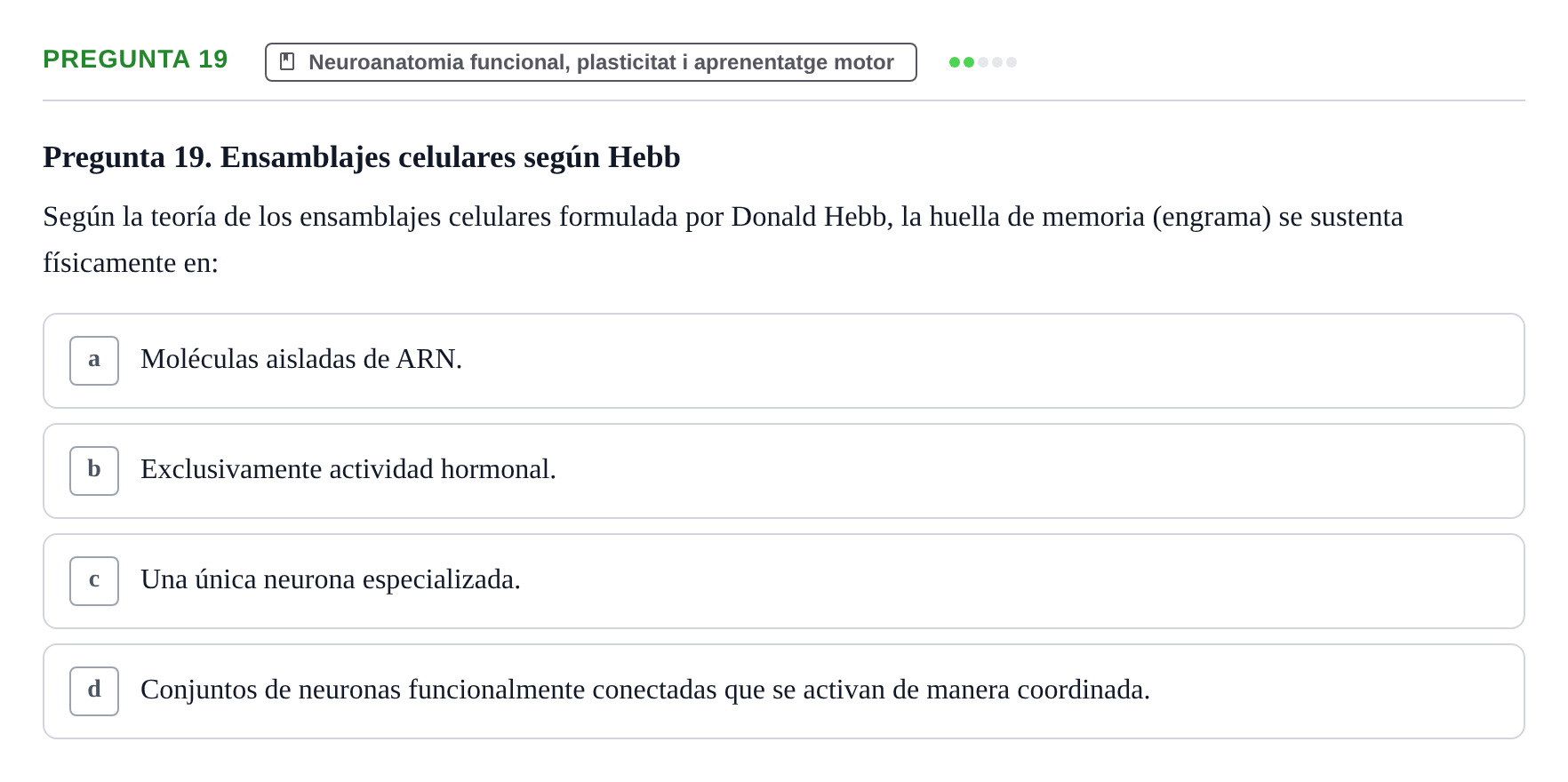 Enunciado: Pregunta 19 · bioquímica i nutrició UB Juny 2022