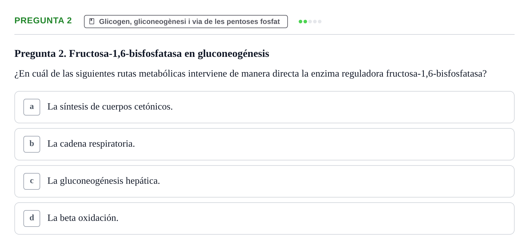 Enunciado: Pregunta 2 · bioquímica i nutrició UB Juny 2022