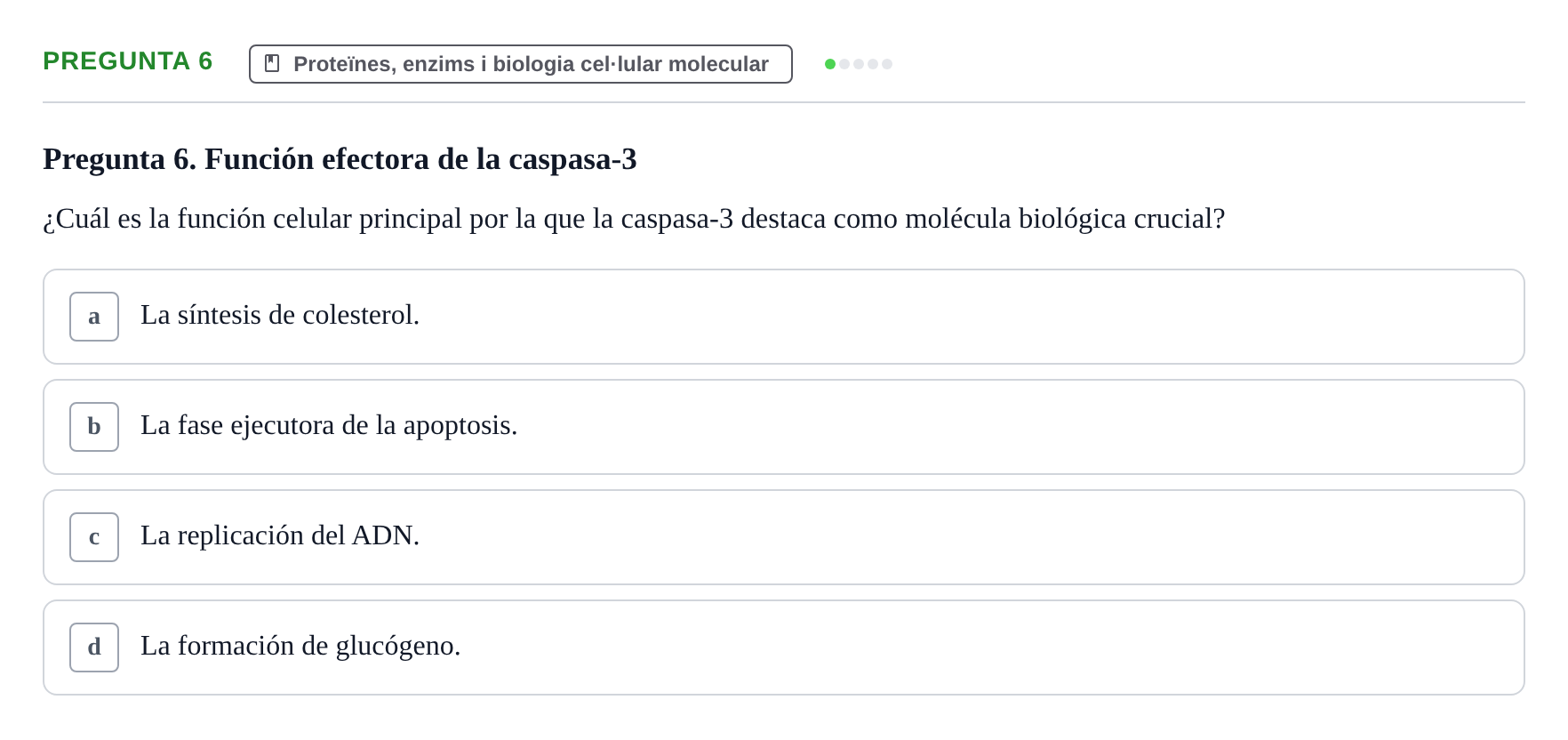 Enunciado: Pregunta 6 · bioquímica i nutrició UB Juny 2022