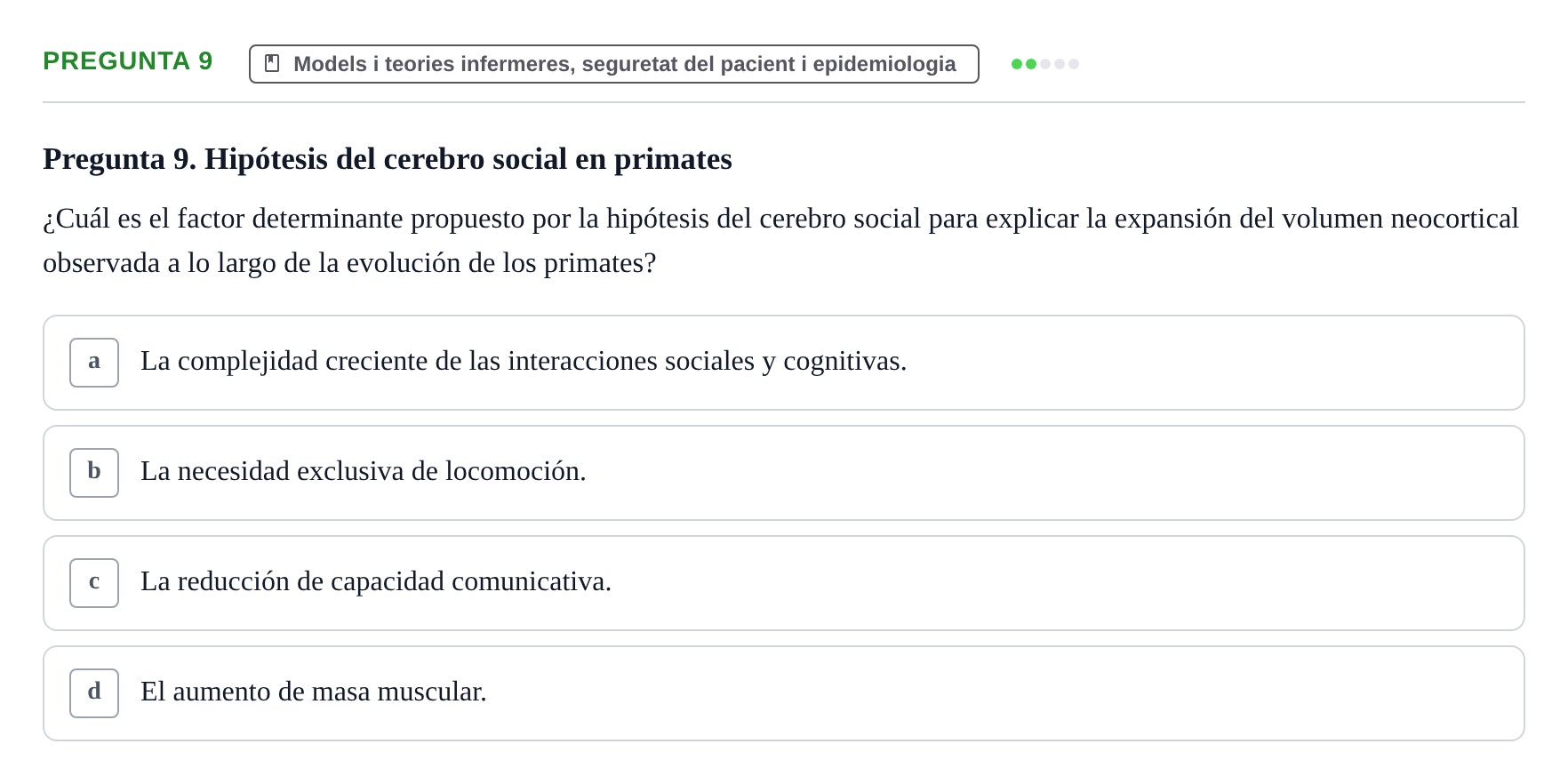 Enunciado: Pregunta 9 · bioquímica i nutrició UB Juny 2022