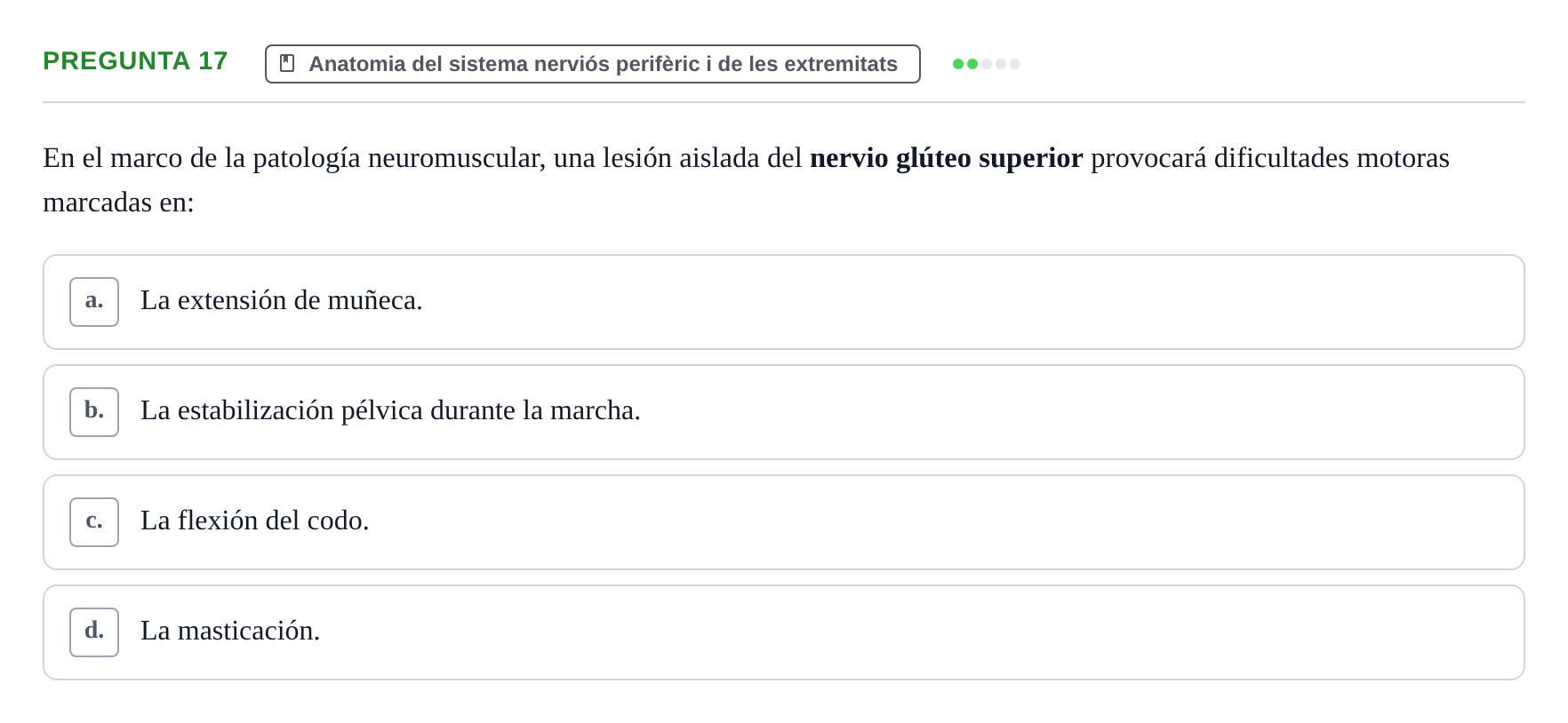 Enunciado: Pregunta 17 · bioquímica i nutrició UB Juny 2023