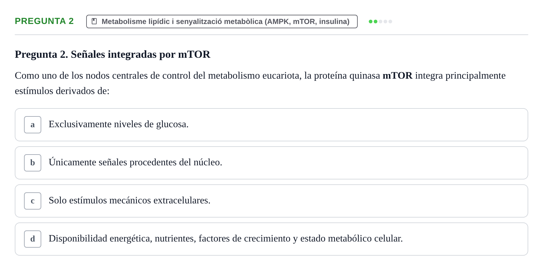 Enunciado: Pregunta 2 · bioquímica i nutrició UB Juny 2023