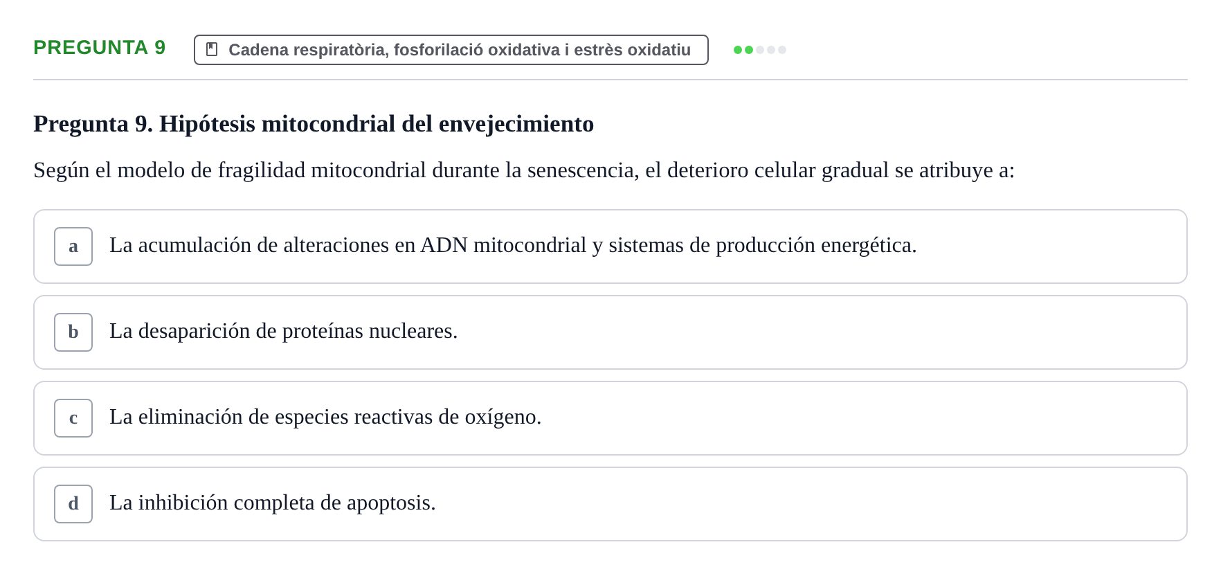 Enunciado: Pregunta 9 · bioquímica i nutrició UB Juny 2023