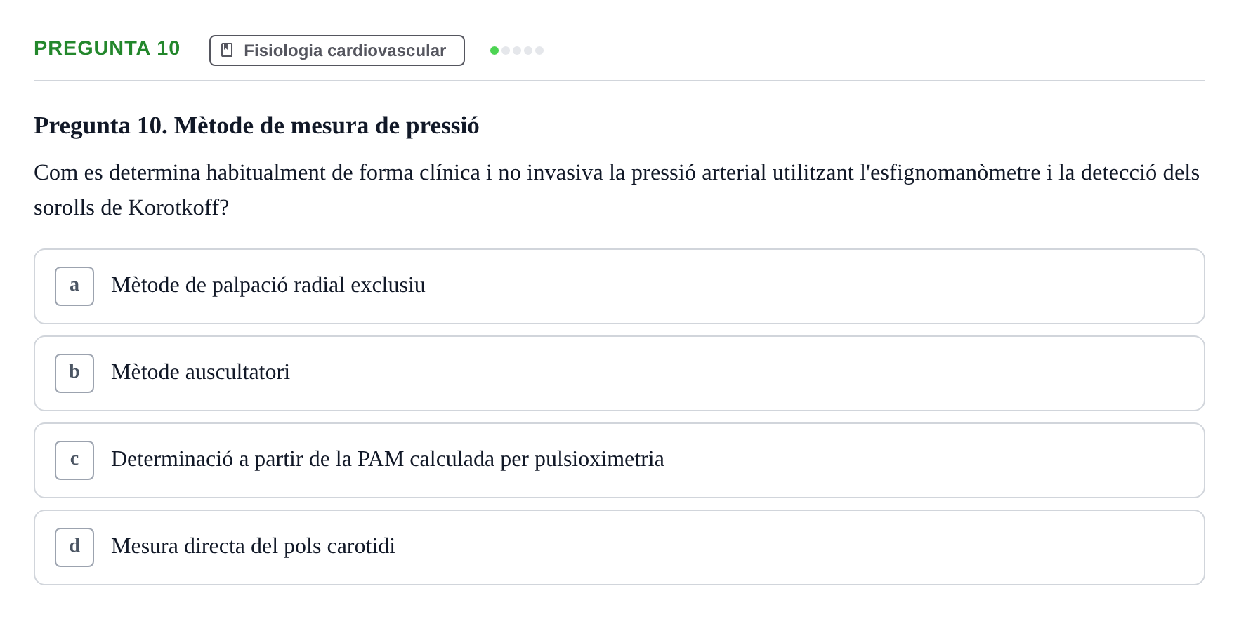 Enunciado: Pregunta 10 · Fisiología UB Examen 3 de Fisiologia