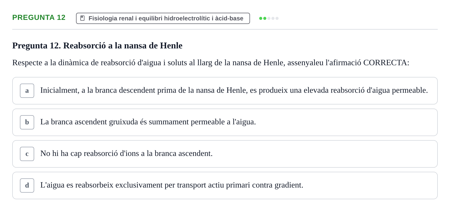 Enunciado: Pregunta 12 · Fisiología UB Examen 3 de Fisiologia