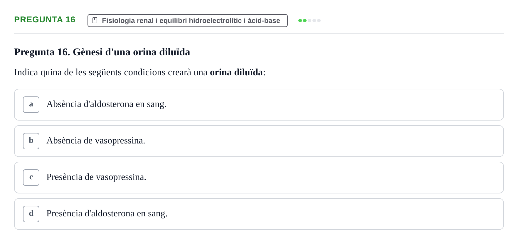 Enunciado: Pregunta 16 · Fisiología UB Examen 3 de Fisiologia