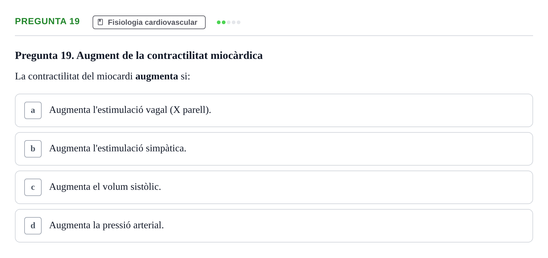 Enunciado: Pregunta 19 · Fisiología UB Examen 3 de Fisiologia