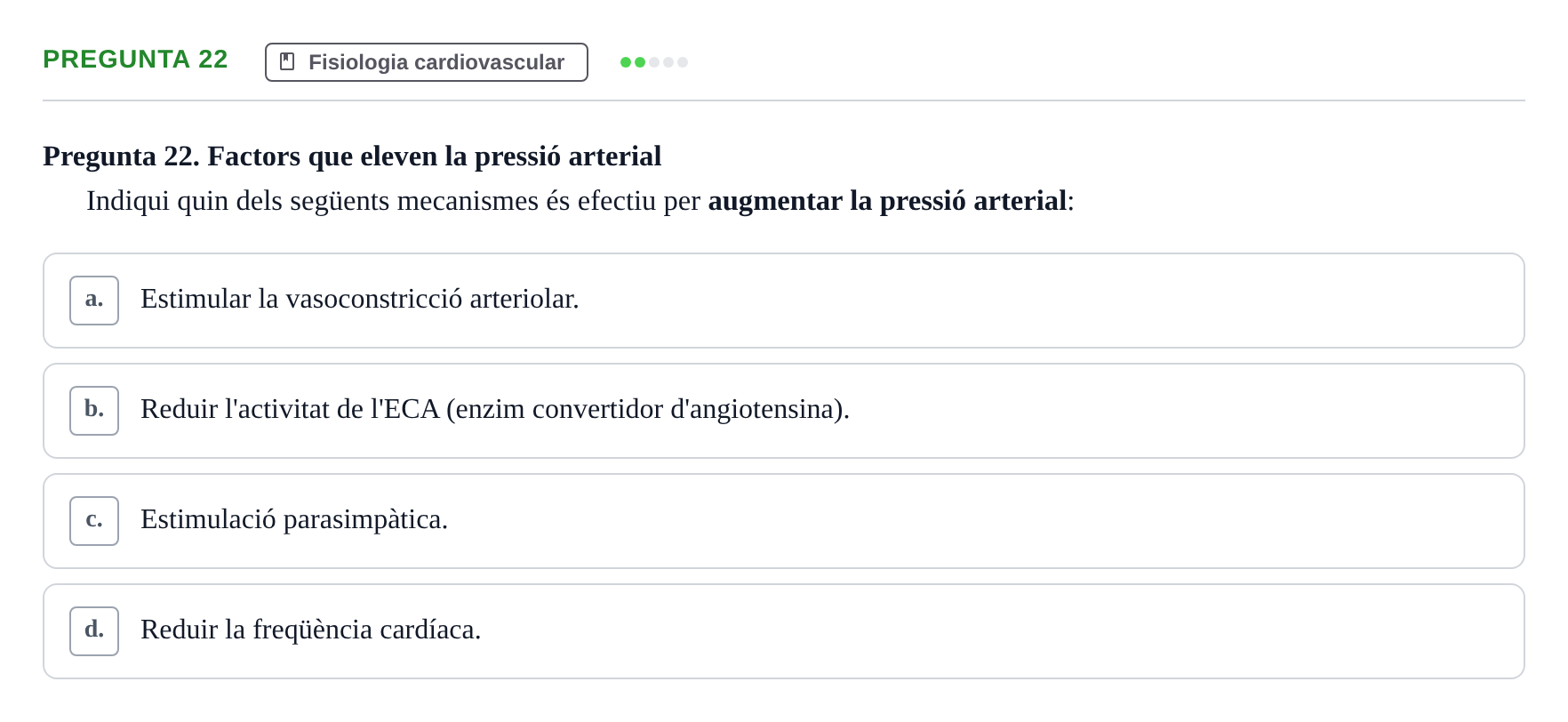 Enunciado: Pregunta 22 · Fisiología UB Examen 3 de Fisiologia