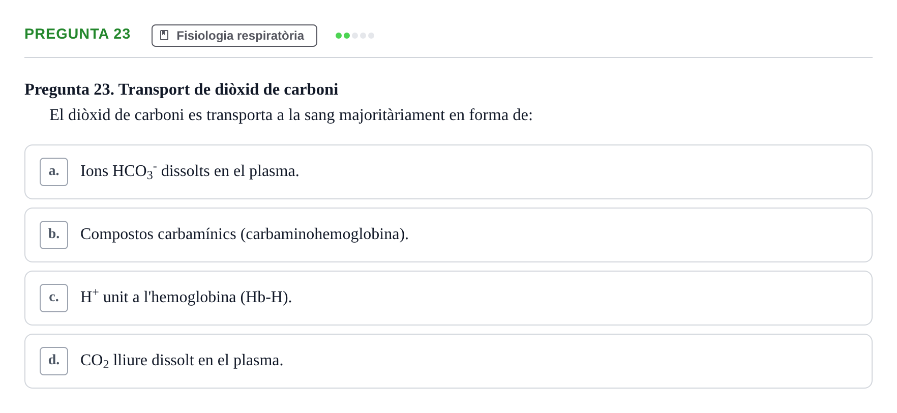 Enunciado: Pregunta 23 · Fisiología UB Examen 3 de Fisiologia