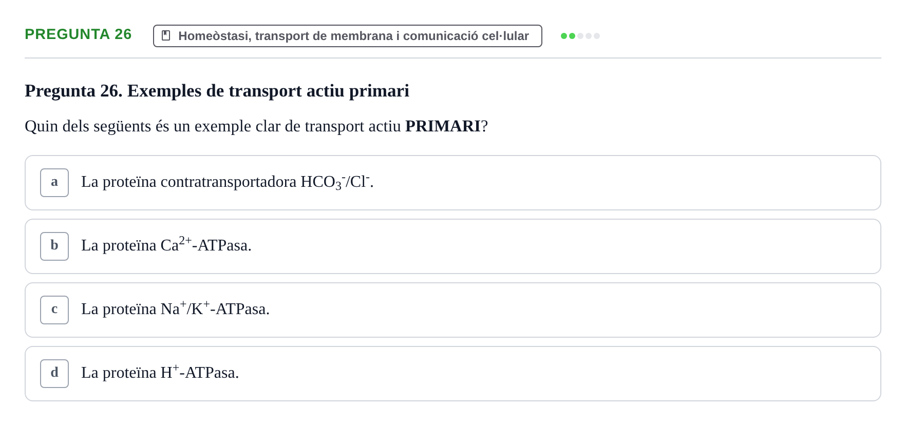 Enunciado: Pregunta 26 · Fisiología UB Examen 3 de Fisiologia
