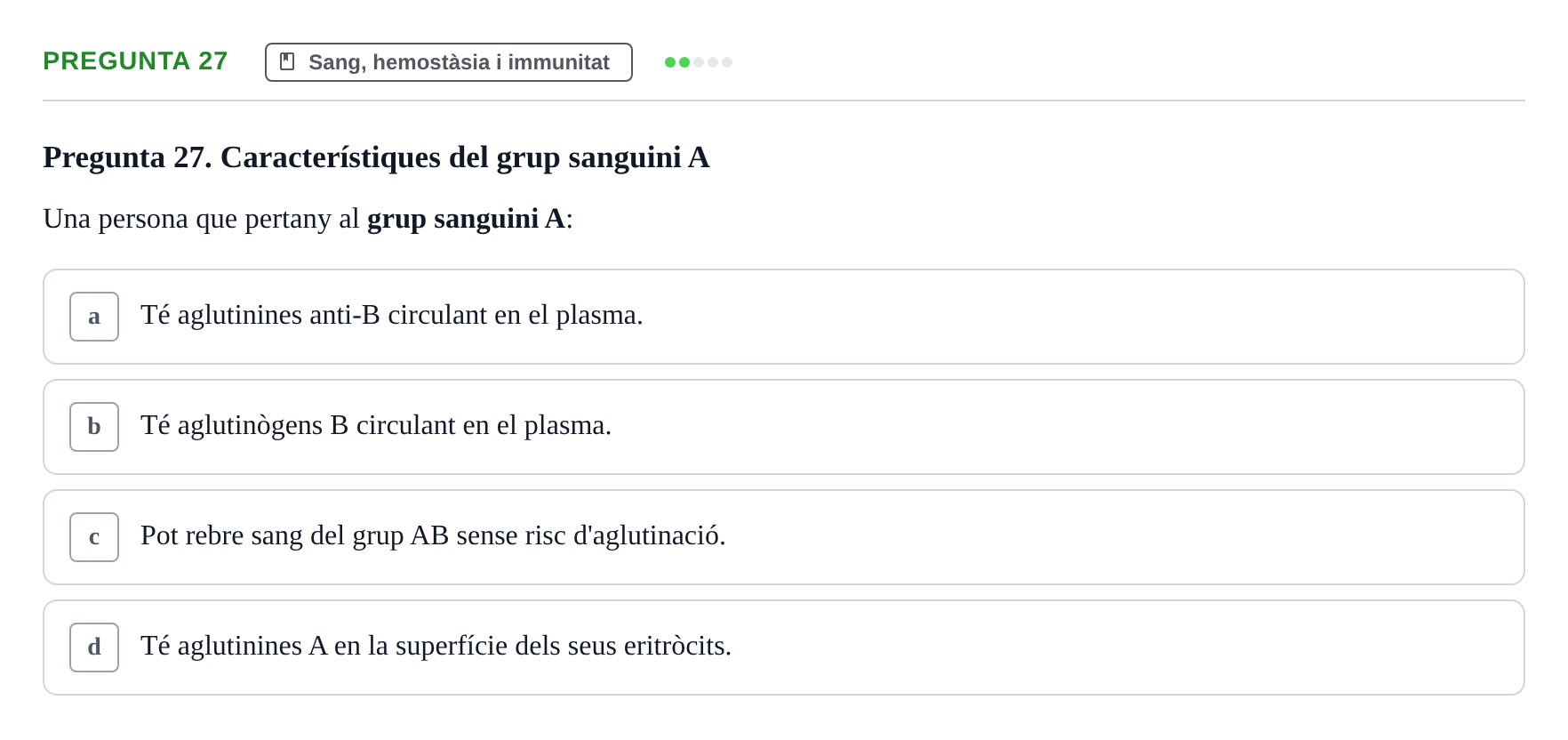 Enunciado: Pregunta 27 · Fisiología UB Examen 3 de Fisiologia