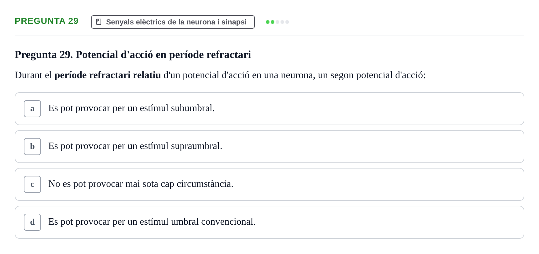 Enunciado: Pregunta 29 · Fisiología UB Examen 3 de Fisiologia
