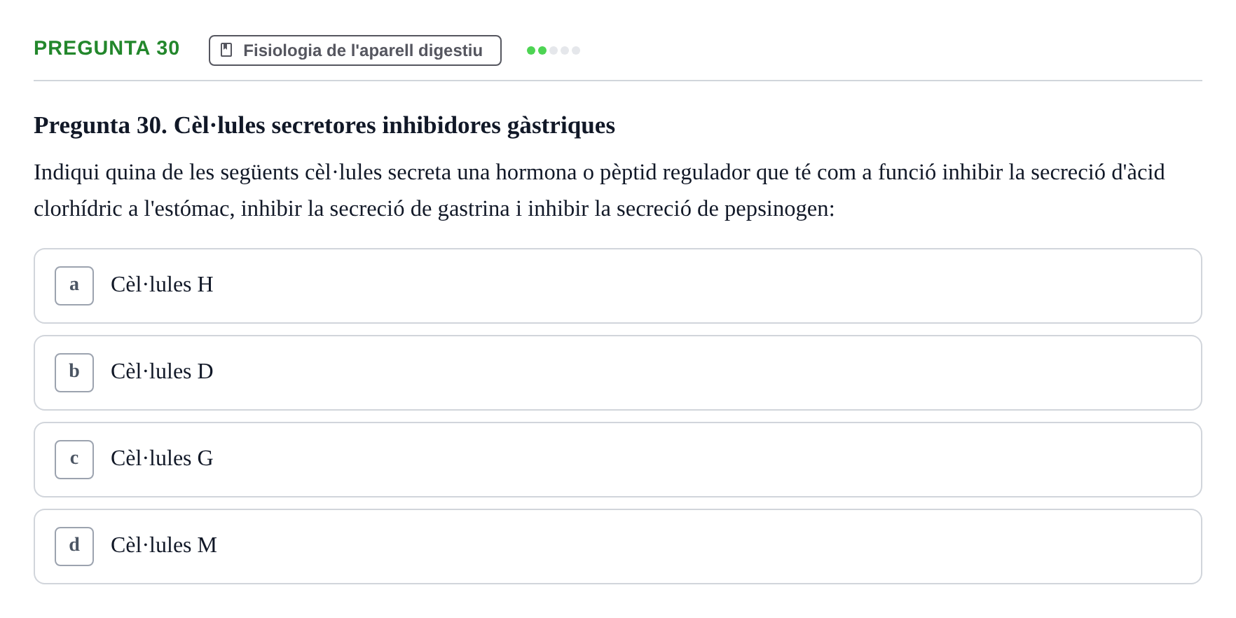 Enunciado: Pregunta 30 · Fisiología UB Examen 3 de Fisiologia