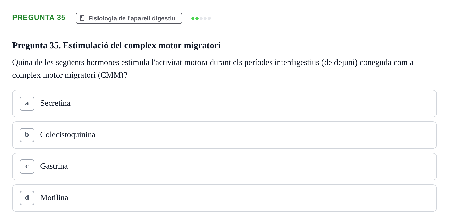 Enunciado: Pregunta 35 · Fisiología UB Examen 3 de Fisiologia