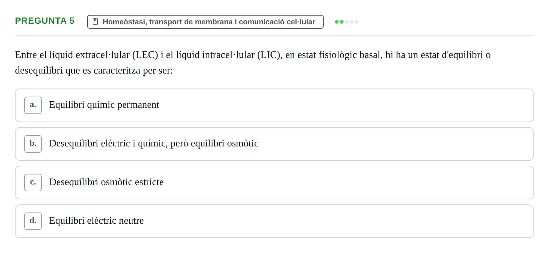 Enunciado: Pregunta 5 · Fisiología UB Examen 3 de Fisiologia