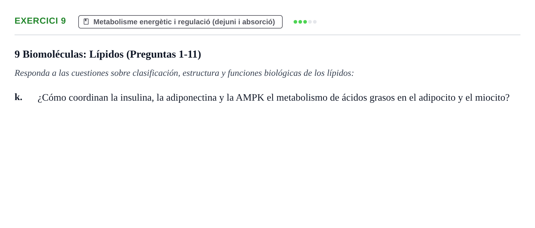 Enunciado: 9 - Metabolisme