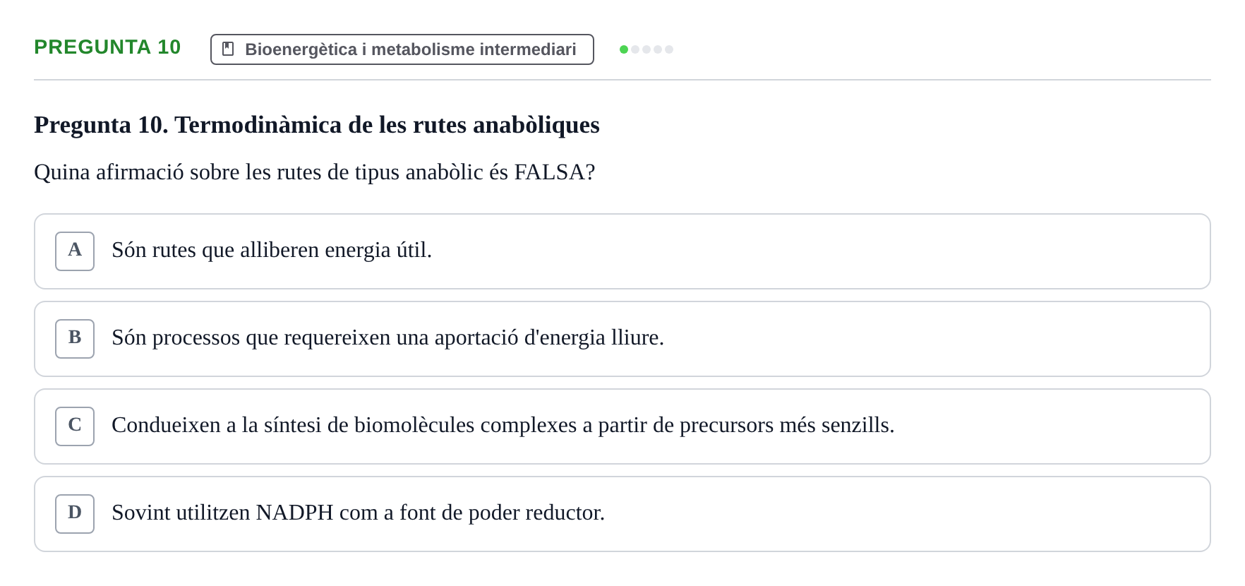 Enunciado: Pregunta 10 · bioquímica i nutrició UB 2023