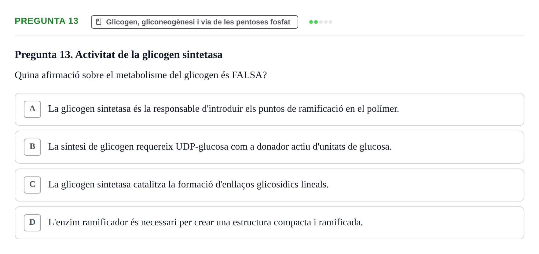 Enunciado: Pregunta 13 · bioquímica i nutrició UB 2023