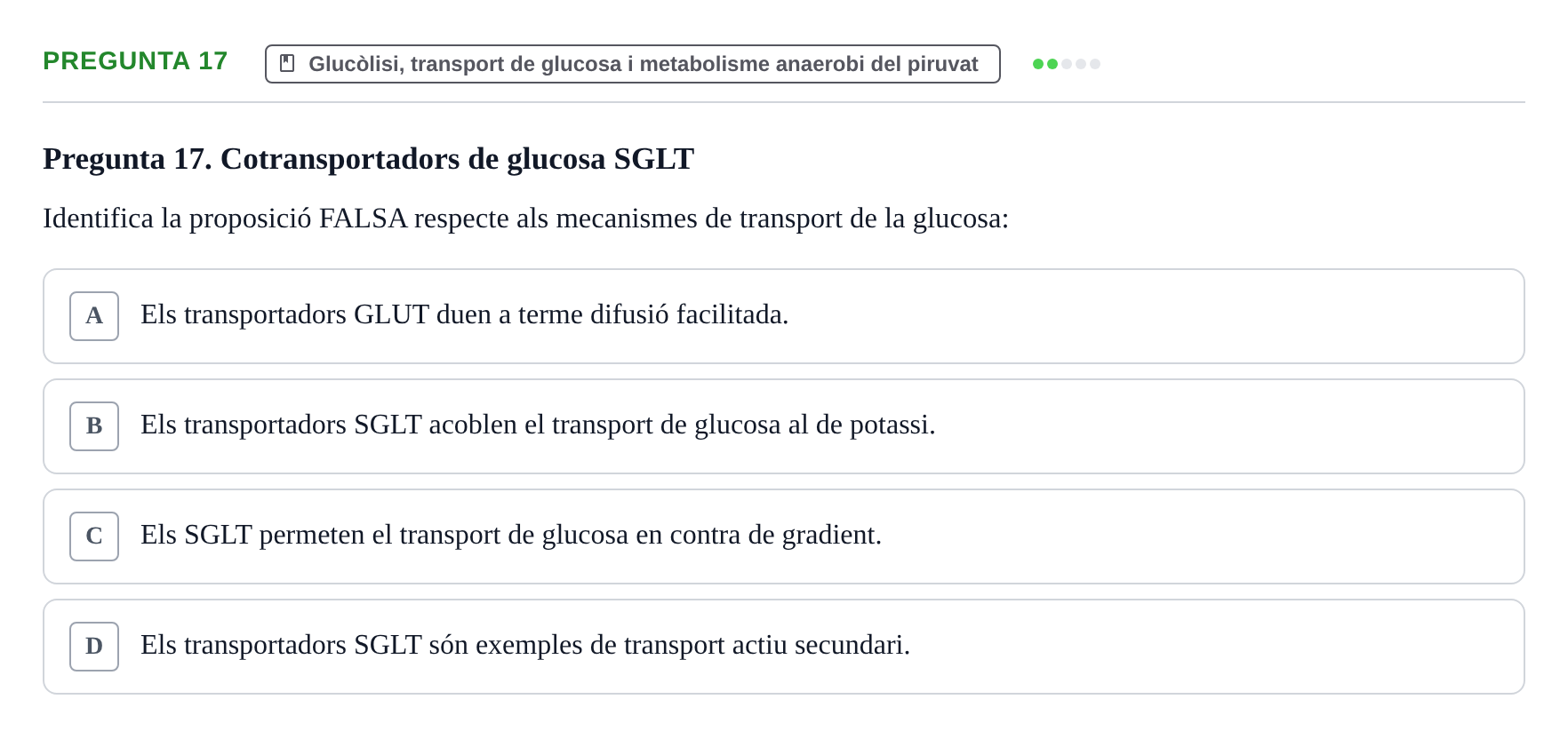 Enunciado: Pregunta 17 · bioquímica i nutrició UB 2023