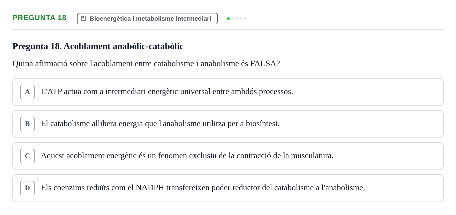 Enunciado: Pregunta 18 · bioquímica i nutrició UB 2023