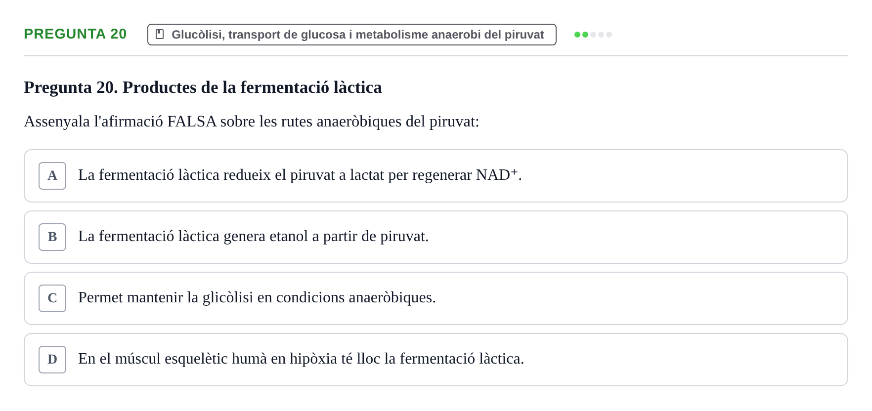 Enunciado: Pregunta 20 · bioquímica i nutrició UB 2023