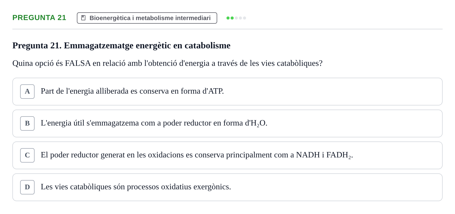 Enunciado: Pregunta 21 · bioquímica i nutrició UB 2023