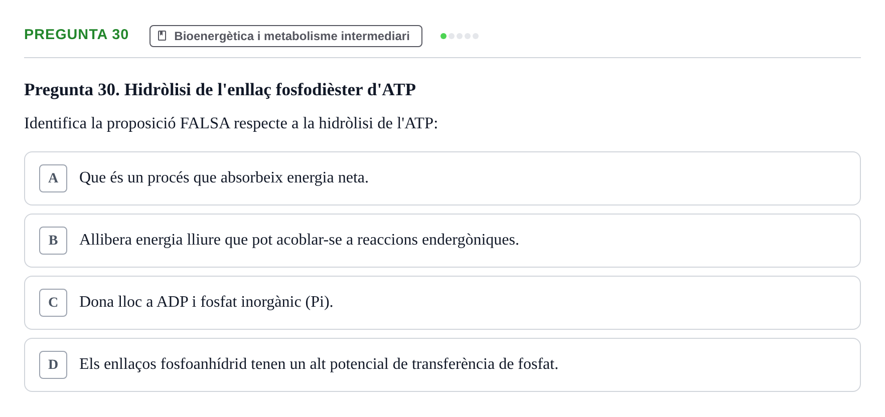 Enunciado: Pregunta 30 · bioquímica i nutrició UB 2023