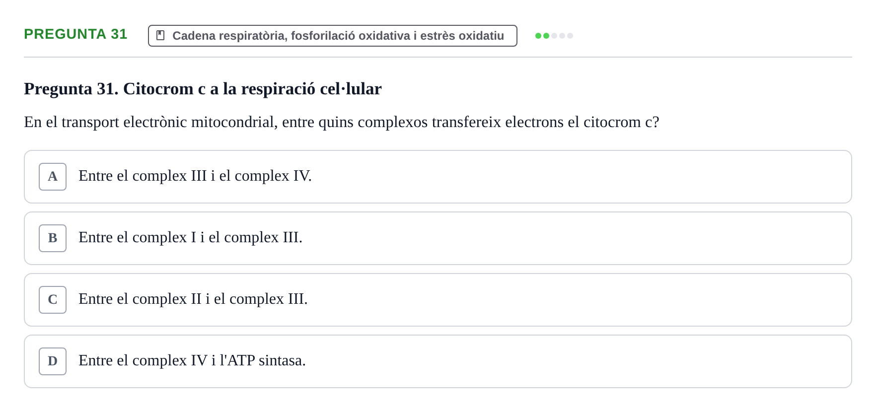 Enunciado: Pregunta 31 · bioquímica i nutrició UB 2023