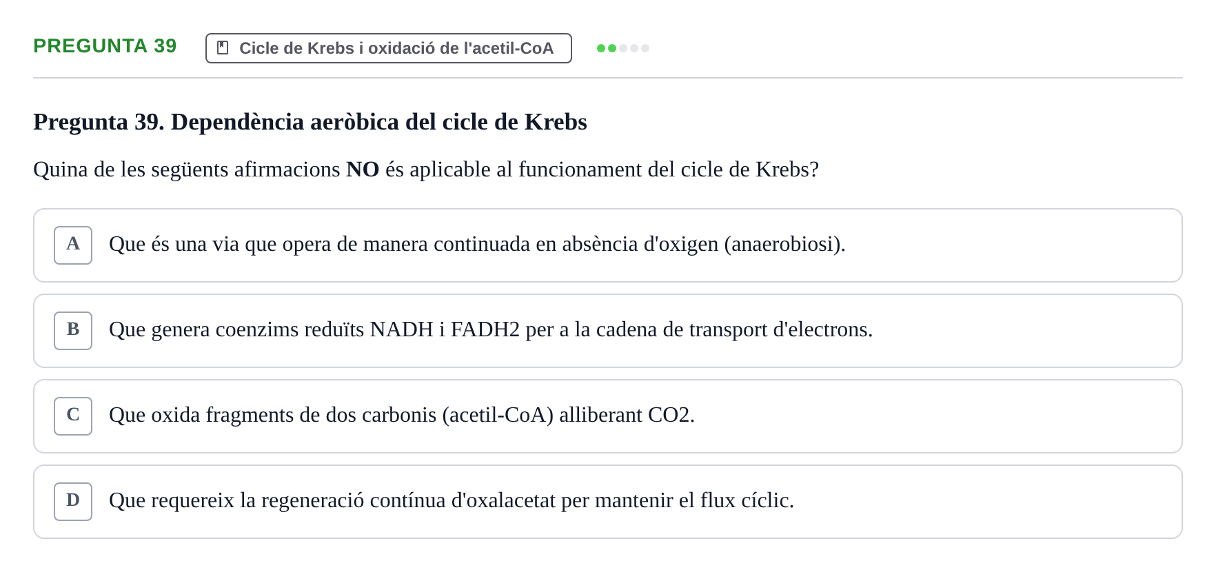 Enunciado: Pregunta 39 · bioquímica i nutrició UB 2023