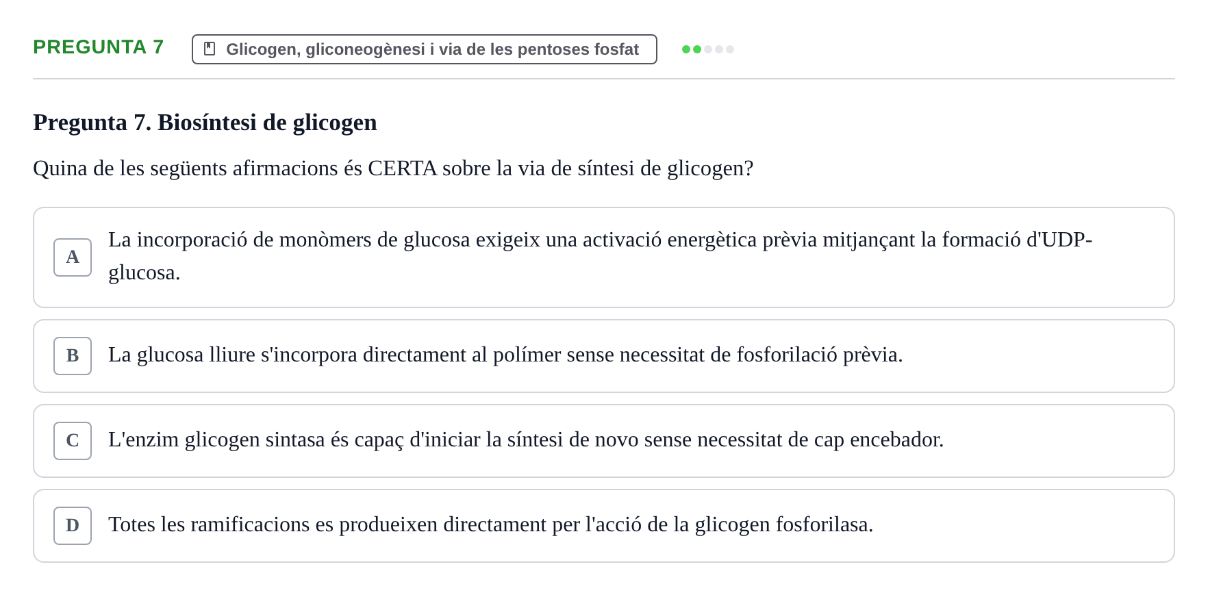 Enunciado: Pregunta 7 · bioquímica i nutrició UB 2023