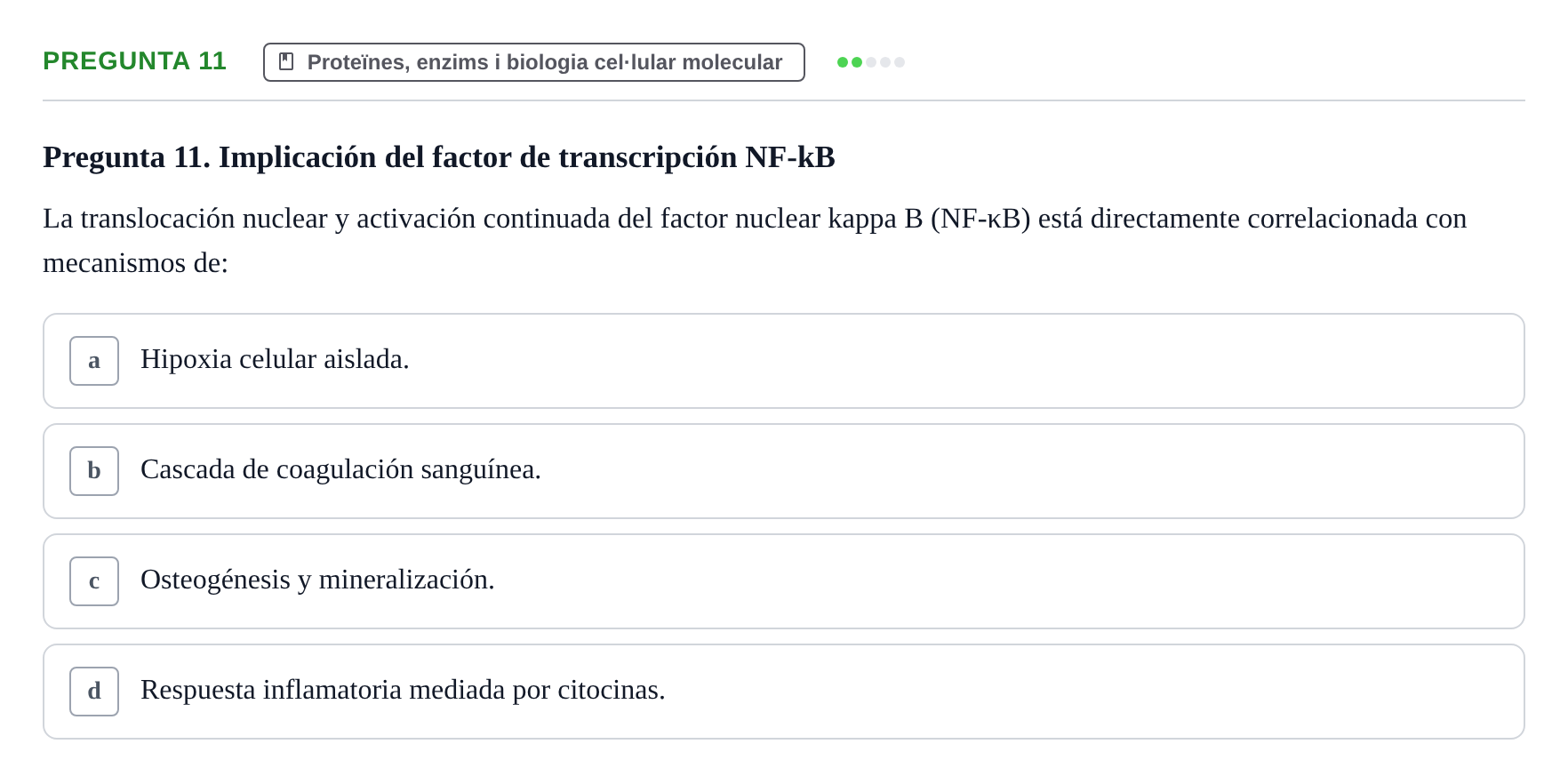 Enunciado: Pregunta 11 · bioquímica i nutrició UB Juny 2023