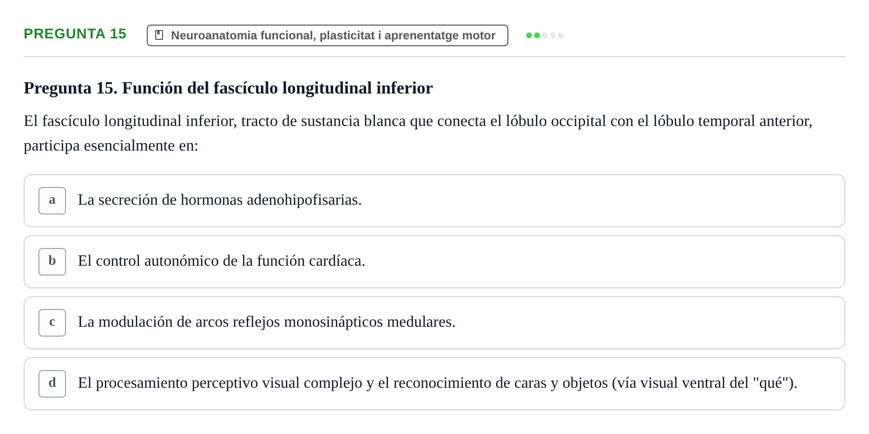 Enunciado: Pregunta 15 · bioquímica i nutrició UB Juny 2023