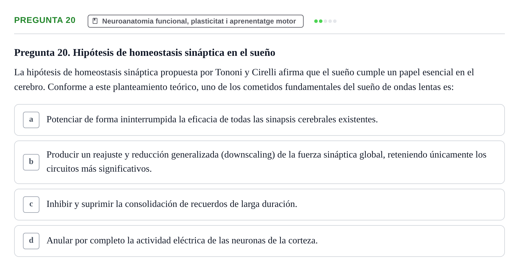 Enunciado: Pregunta 20 · bioquímica i nutrició UB Juny 2023