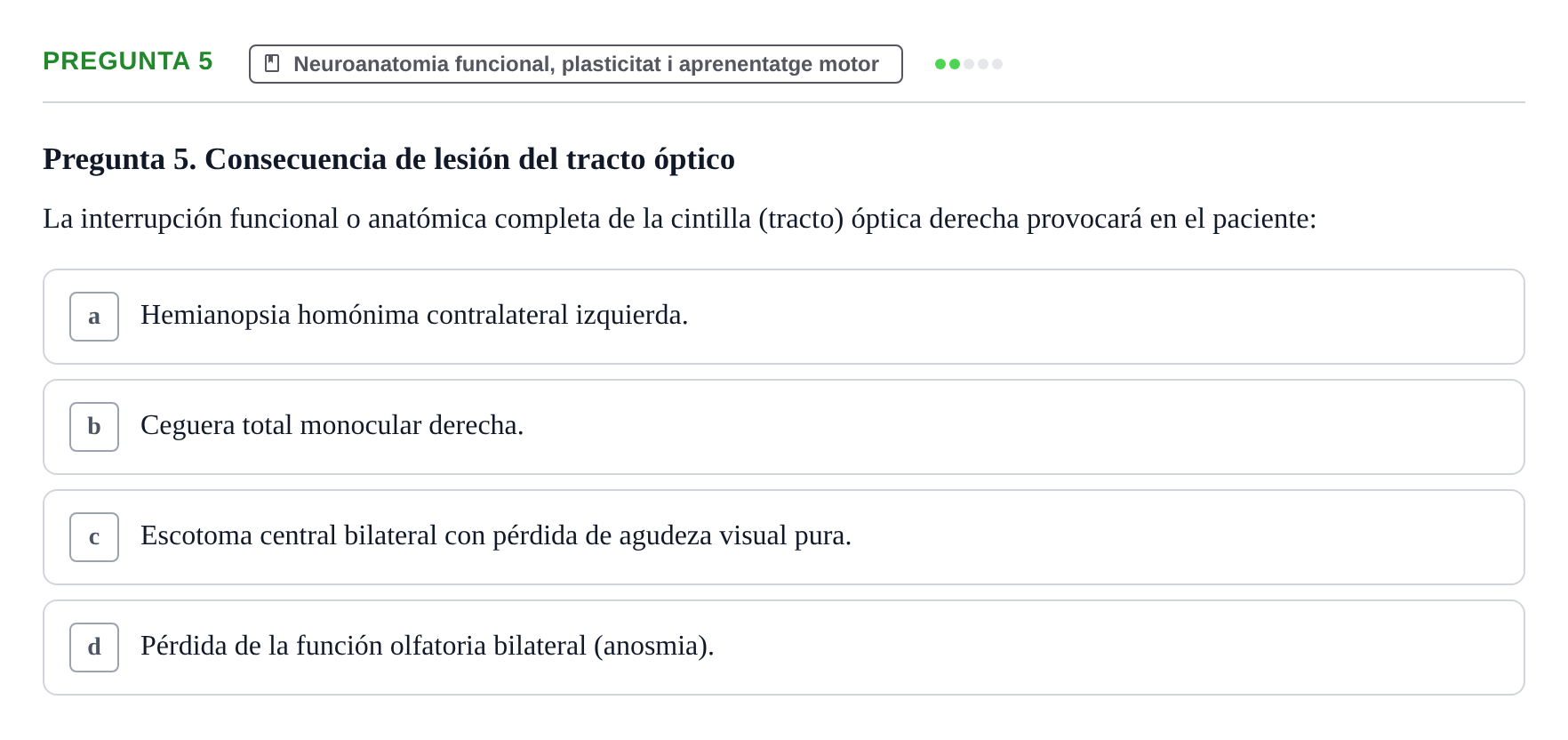 Enunciado: Pregunta 5 · bioquímica i nutrició UB Juny 2023