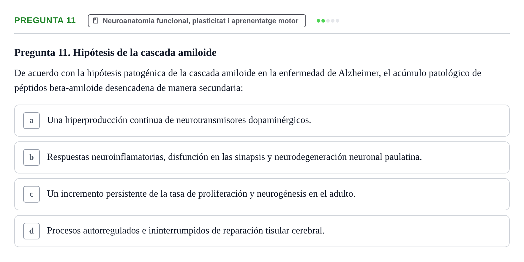 Enunciado: Pregunta 11 · bioquímica i nutrició UB Setembre 2023