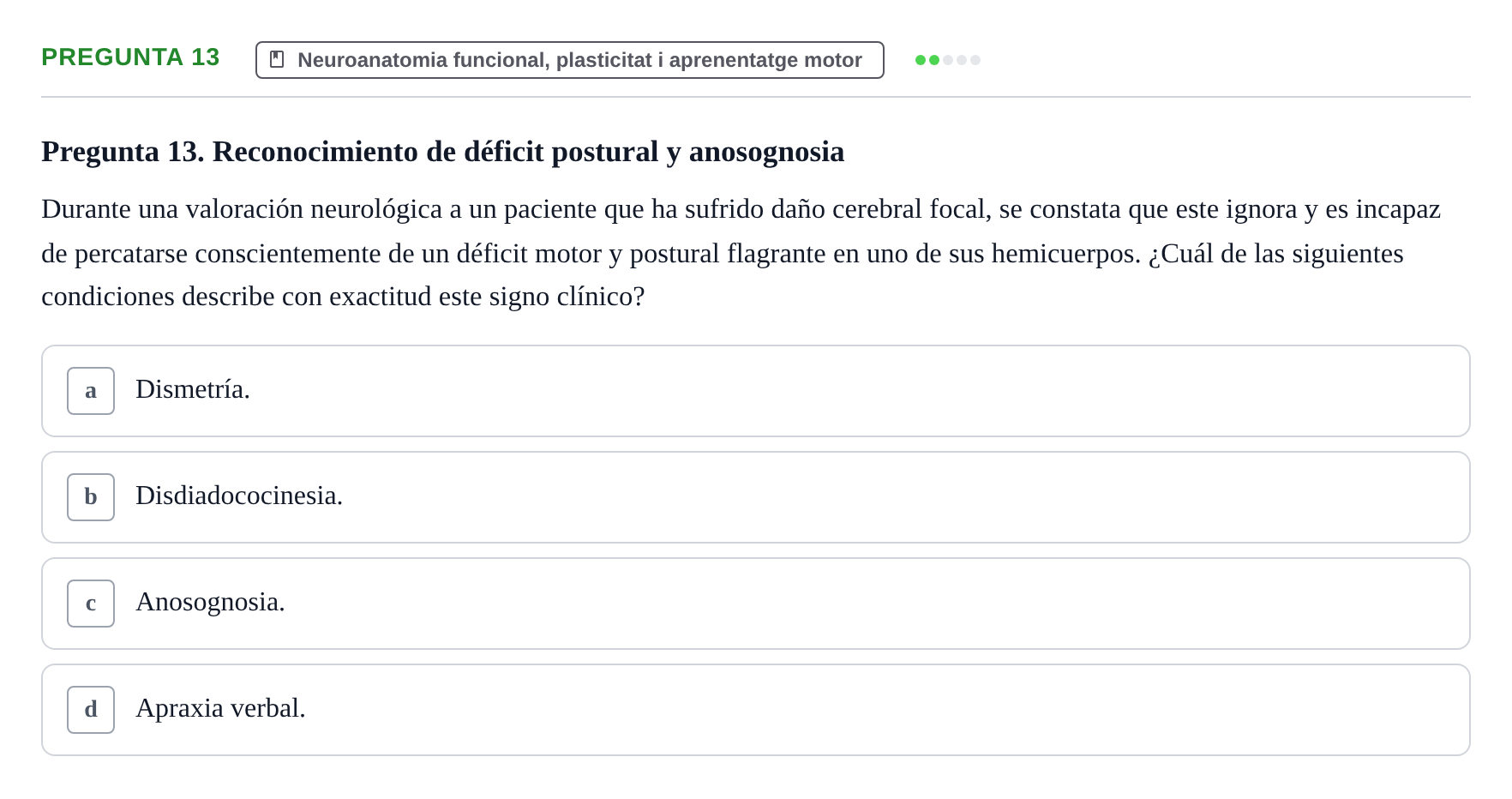 Enunciado: Pregunta 13 · bioquímica i nutrició UB Setembre 2023