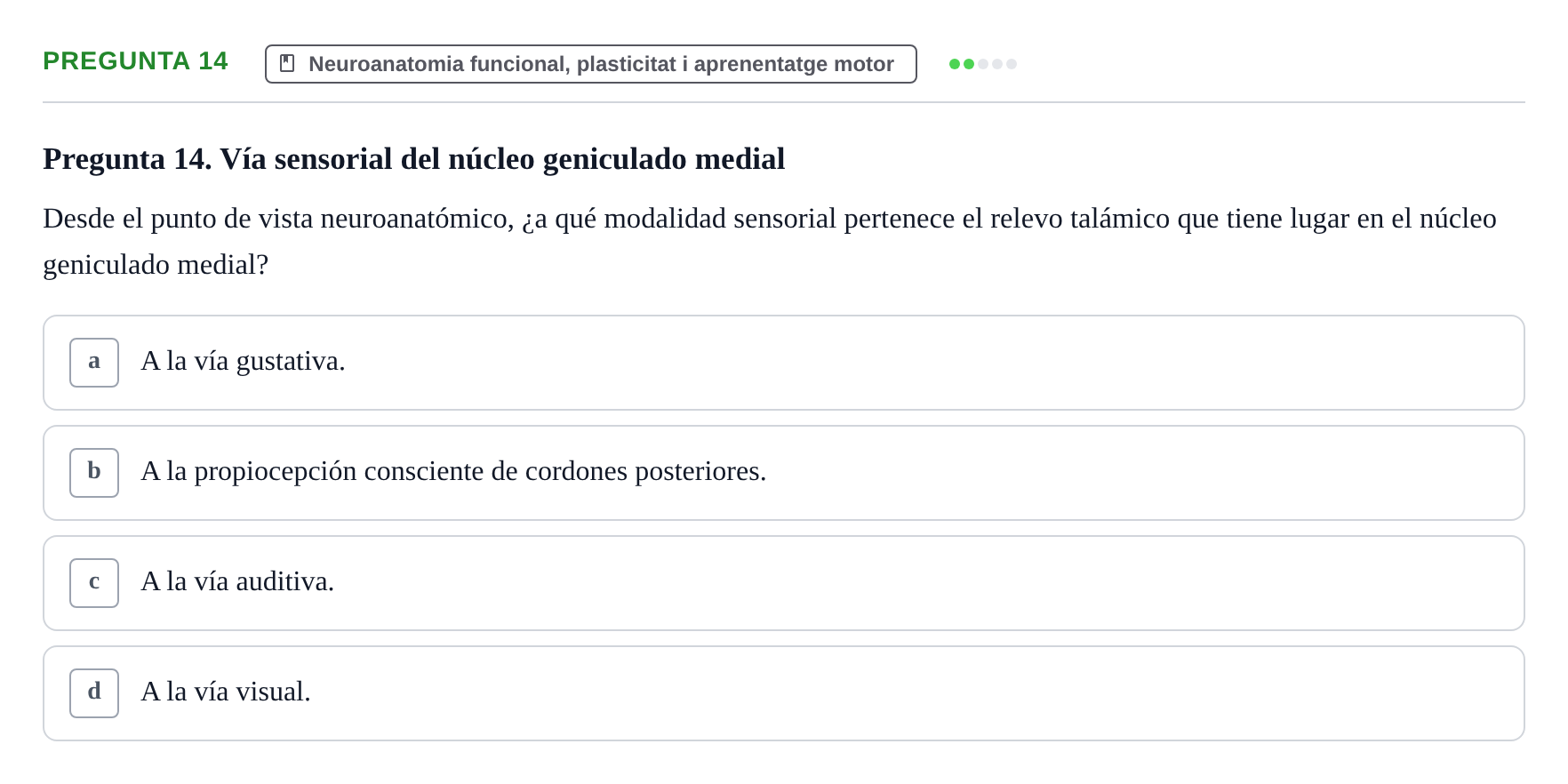 Enunciado: Pregunta 14 · bioquímica i nutrició UB Setembre 2023