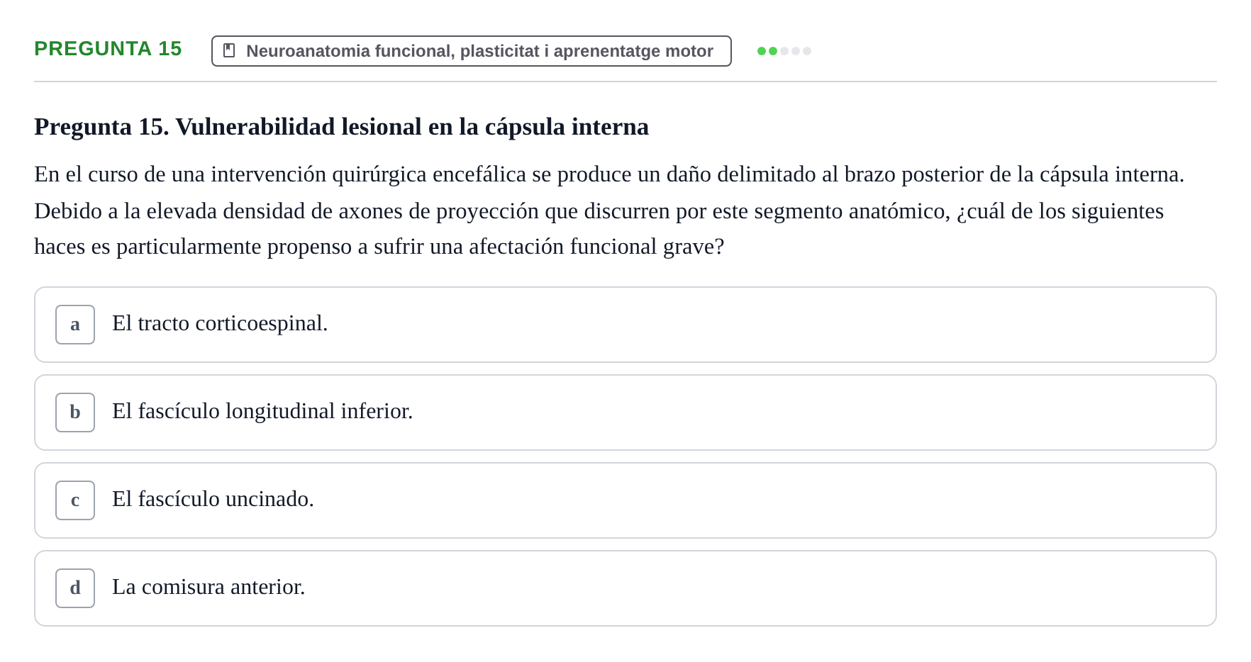 Enunciado: Pregunta 15 · bioquímica i nutrició UB Setembre 2023