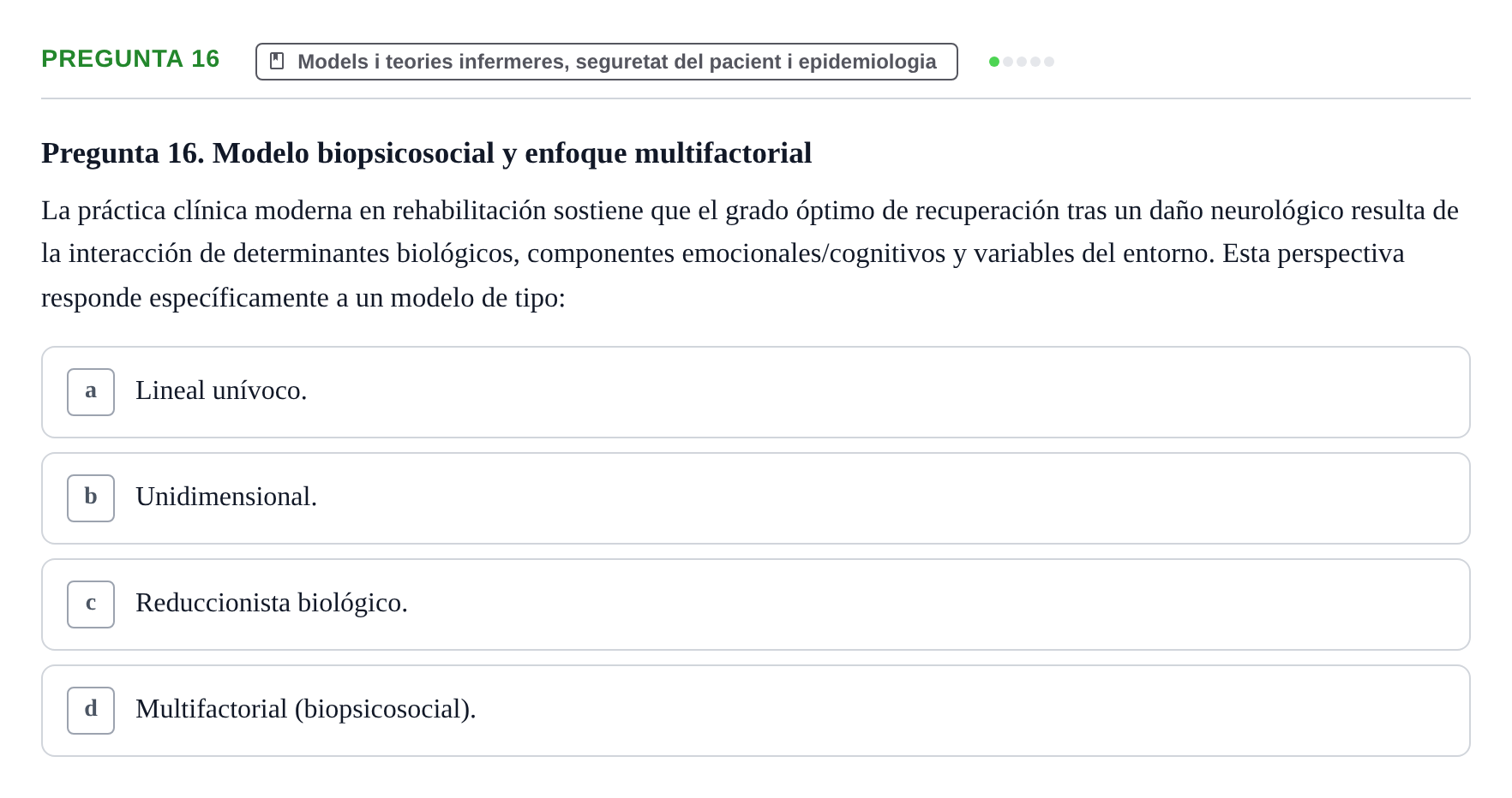 Enunciado: Pregunta 16 · bioquímica i nutrició UB Setembre 2023