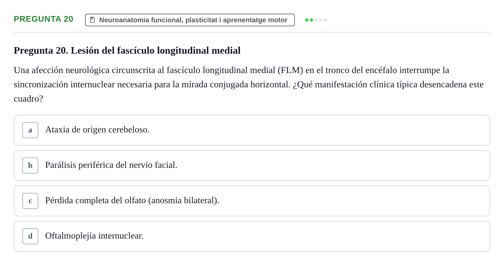 Enunciado: Pregunta 20 · bioquímica i nutrició UB Setembre 2023