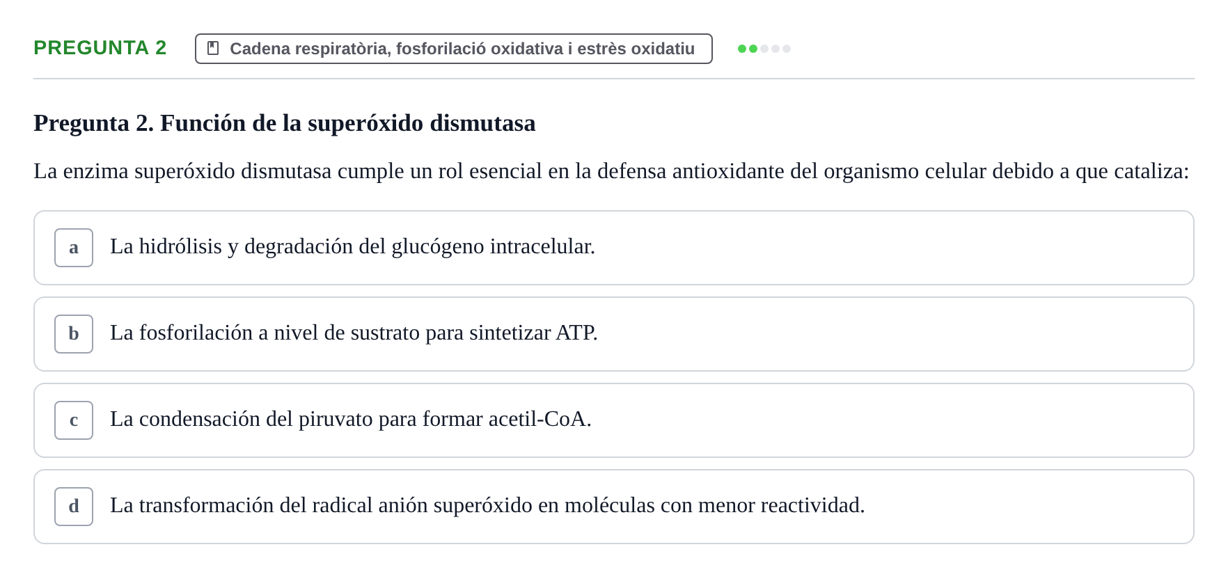 Enunciado: Pregunta 2 · bioquímica i nutrició UB Setembre 2023