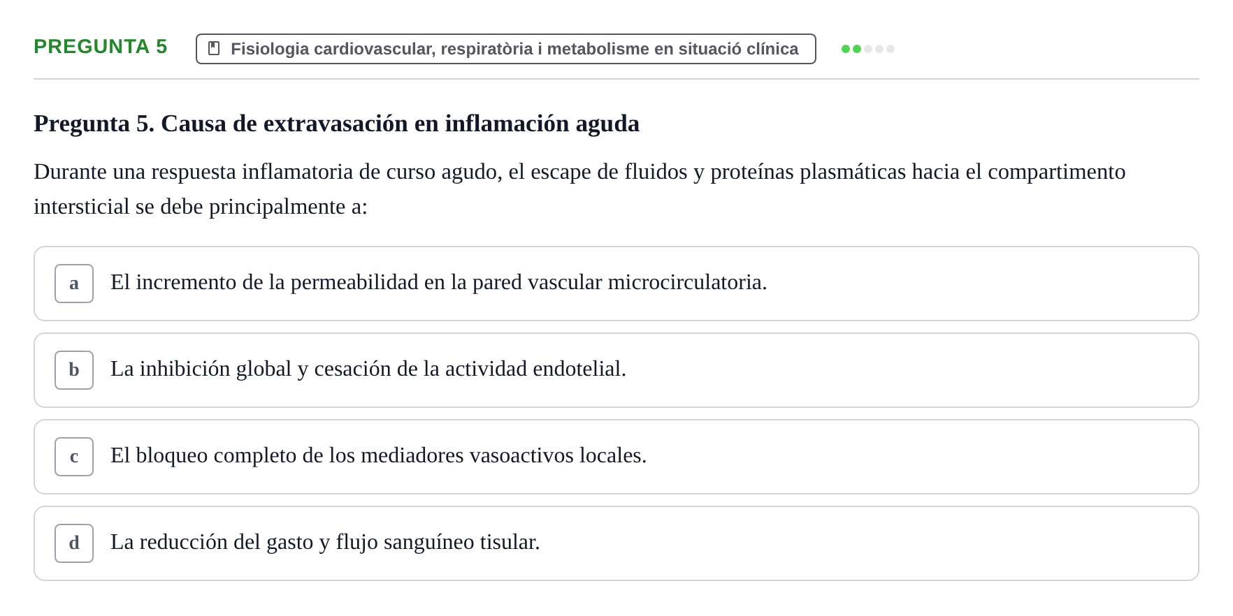 Enunciado: Pregunta 5 · bioquímica i nutrició UB Setembre 2023