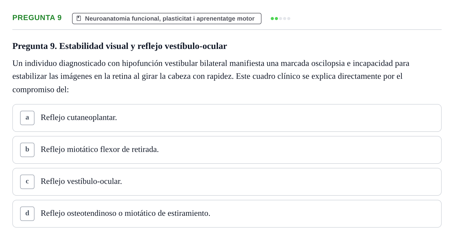 Enunciado: Pregunta 9 · bioquímica i nutrició UB Setembre 2023