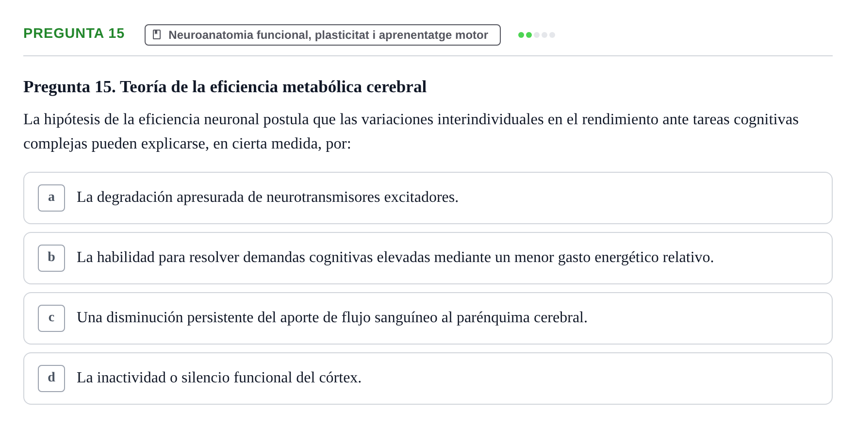 Enunciado: Pregunta 15 · bioquímica i nutrició UB 2025