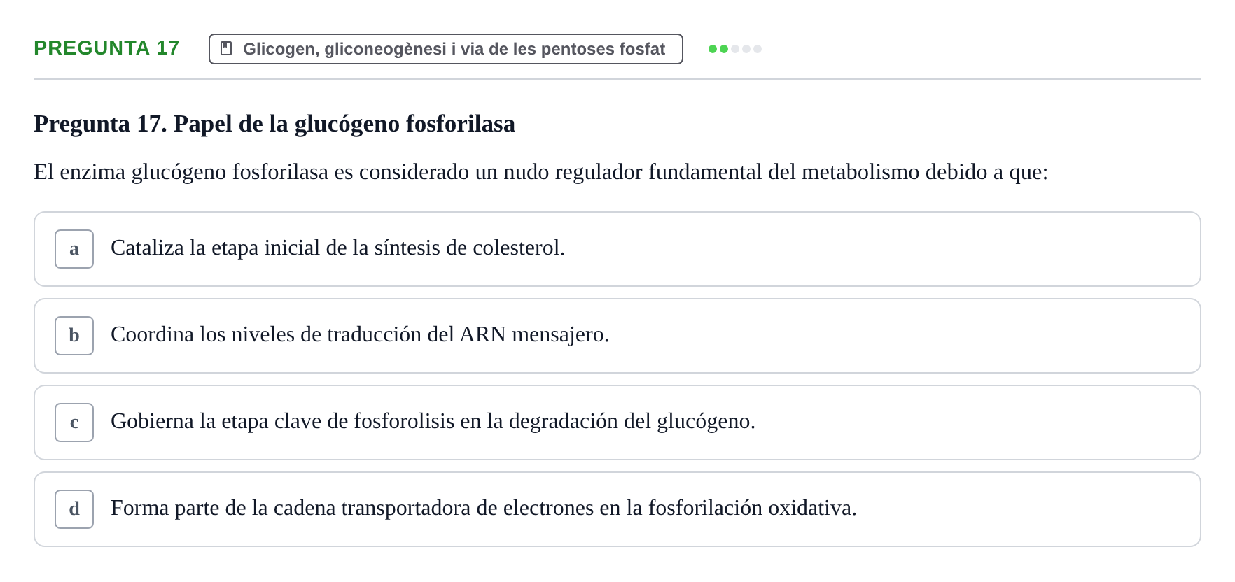 Enunciado: Pregunta 17 · bioquímica i nutrició UB 2025
